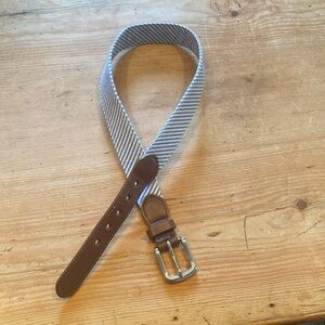 Blue and white striped boys belt